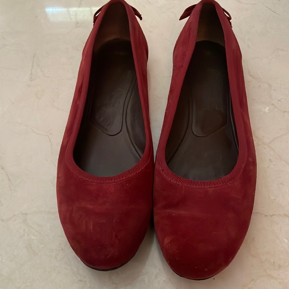 Salvatore Ferragamo Flat- Lofters Red Suede Shoes Size 8.5 C